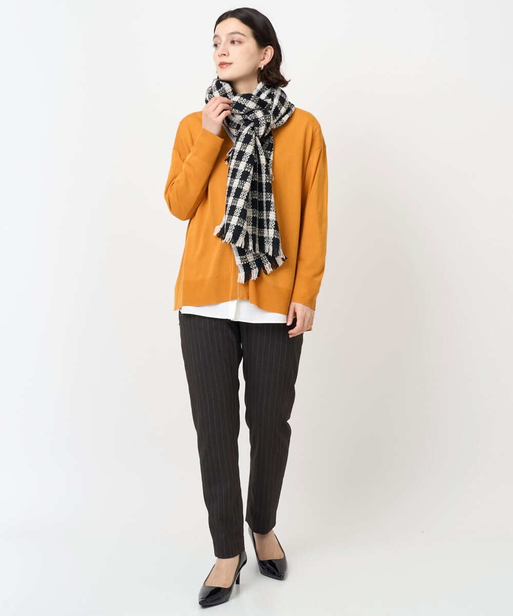 PHLAF58270 GEORGES RECH(小さいサイズ)(メゾン ドゥ サンク)  [日本製]ストライプテーパードパンツ ダークグレー