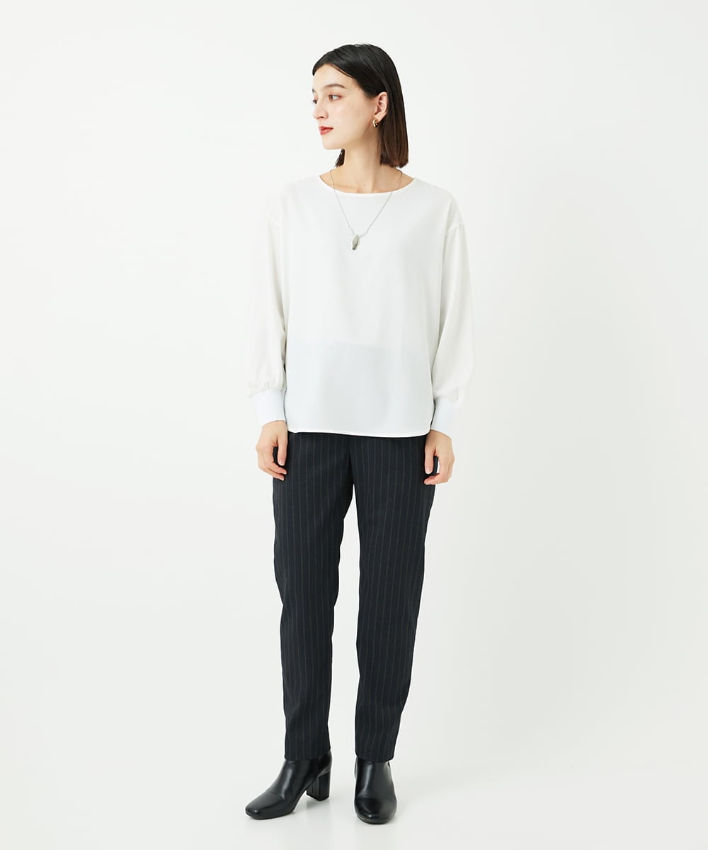 PHLAF58270 GEORGES RECH(小さいサイズ)(メゾン ドゥ サンク)  [日本製]ストライプテーパードパンツ ダークグレー