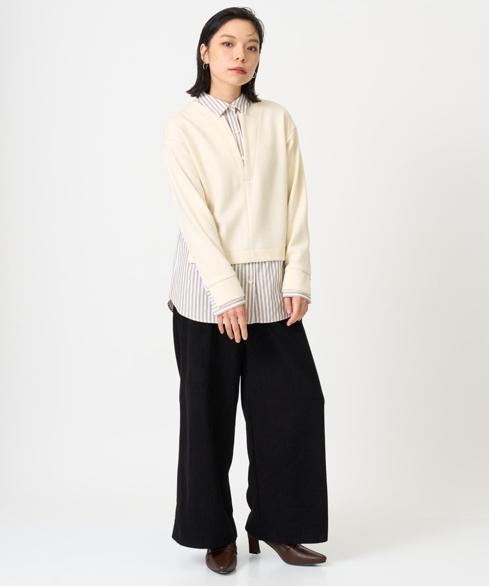 PHLAG12250 GEORGES RECH(小さいサイズ)(メゾン ドゥ サンク) トリコットコーデュロイワイドパンツ アイボリー
