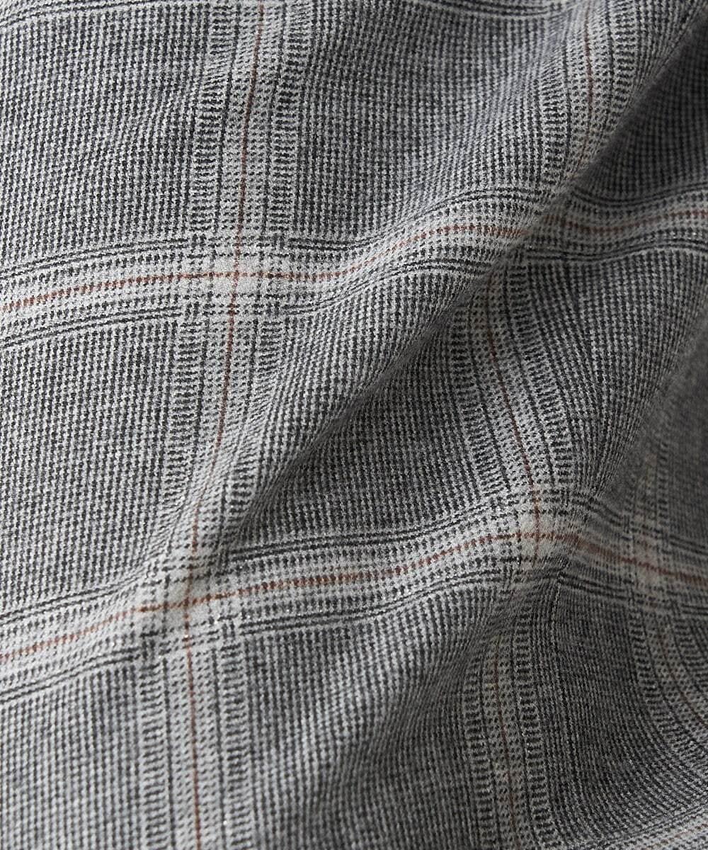 PHLAW51290 GEORGES RECH(小さいサイズ)(メゾン ドゥ サンク)  [日本製]両面起毛チェックワイドストレートラメパンツ ライトグレー