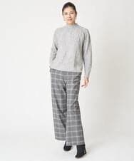 PHLAW51290 GEORGES RECH(小さいサイズ)(メゾン ドゥ サンク)  [日本製]両面起毛チェックワイドストレートラメパンツ ライトグレー