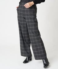 PHLAW51290 GEORGES RECH(小さいサイズ)(メゾン ドゥ サンク)  [日本製]両面起毛チェックワイドストレートラメパンツ ライトグレー
