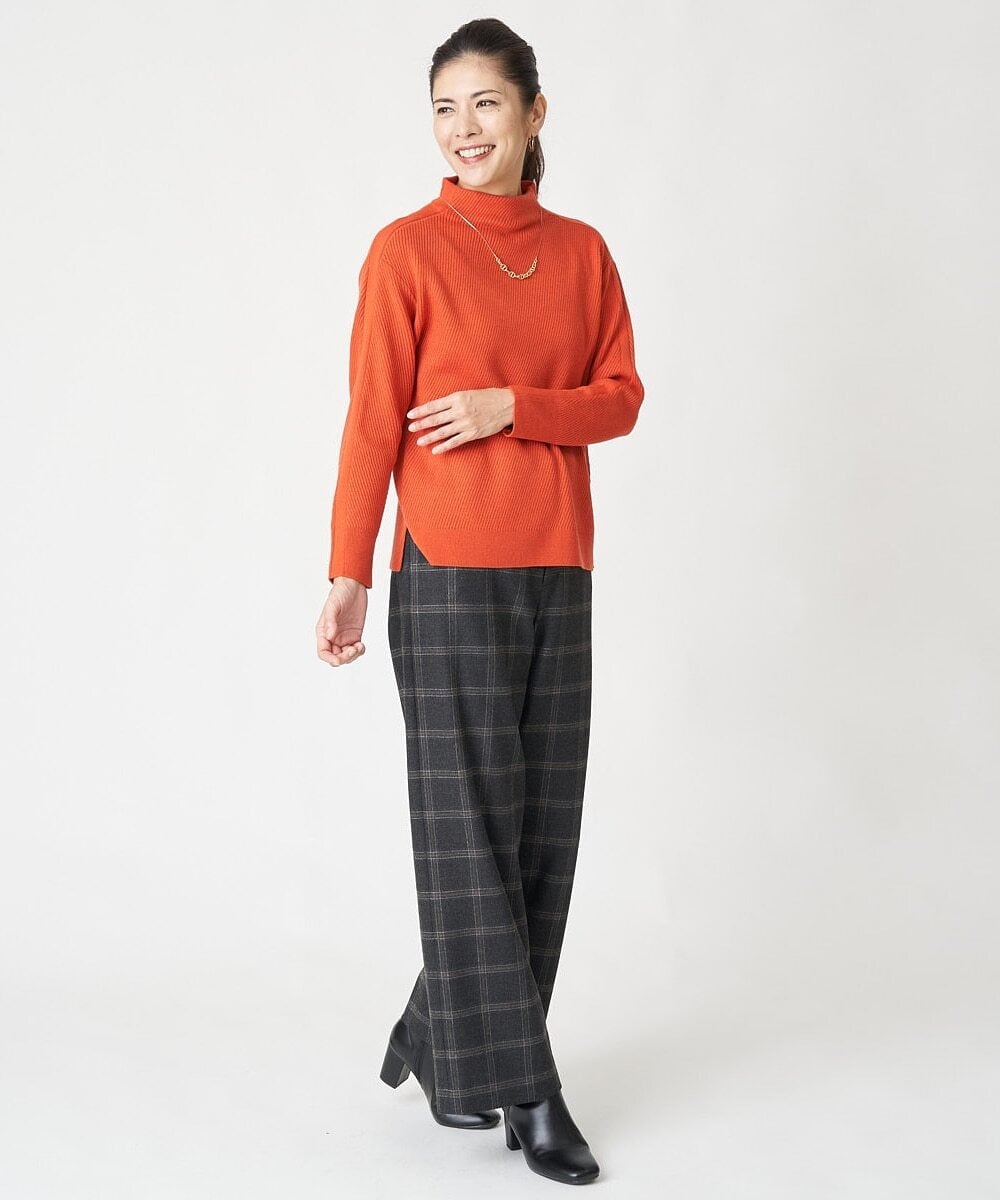 PHLAW51290 GEORGES RECH(小さいサイズ)(メゾン ドゥ サンク)  [日本製]両面起毛チェックワイドストレートラメパンツ ライトグレー