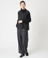 PHLAW51290 GEORGES RECH(小さいサイズ)(メゾン ドゥ サンク)  [日本製]両面起毛チェックワイドストレートラメパンツ ライトグレー