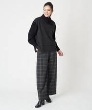 PHLAW51290 GEORGES RECH(小さいサイズ)(メゾン ドゥ サンク)  [日本製]両面起毛チェックワイドストレートラメパンツ ライトグレー