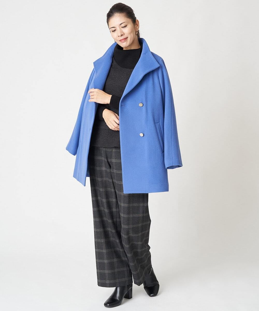 PHLAW51290 GEORGES RECH(小さいサイズ)(メゾン ドゥ サンク)  [日本製]両面起毛チェックワイドストレートラメパンツ ライトグレー
