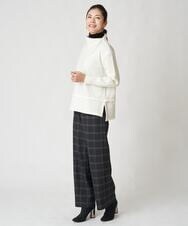 PHLAW51290 GEORGES RECH(小さいサイズ)(メゾン ドゥ サンク)  [日本製]両面起毛チェックワイドストレートラメパンツ ライトグレー
