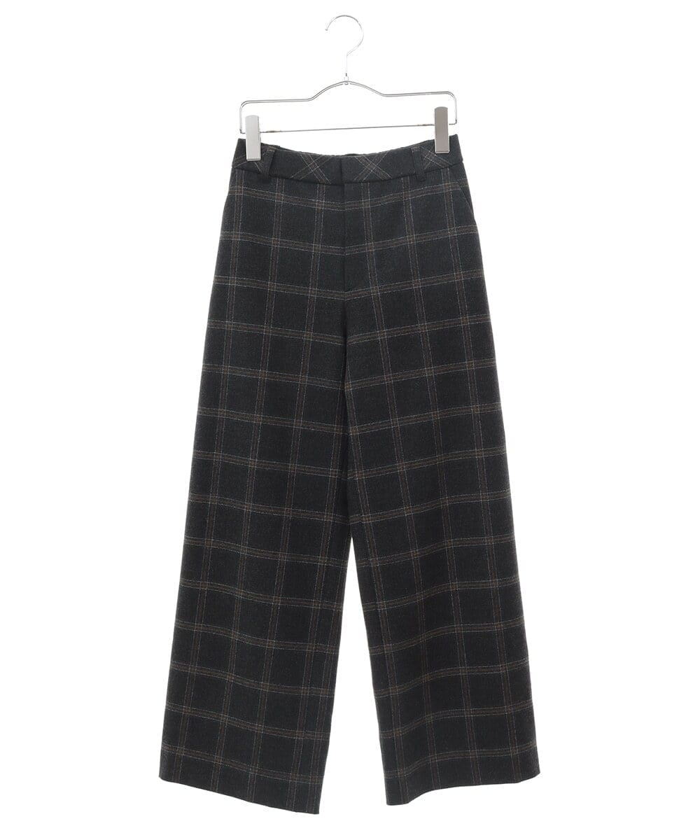 PHLAW51290 GEORGES RECH(小さいサイズ)(メゾン ドゥ サンク)  [日本製]両面起毛チェックワイドストレートラメパンツ ライトグレー