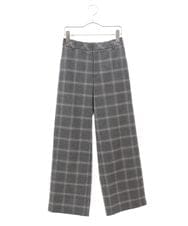 PHLAW51290 GEORGES RECH(小さいサイズ)(メゾン ドゥ サンク)  [日本製]両面起毛チェックワイドストレートラメパンツ ライトグレー