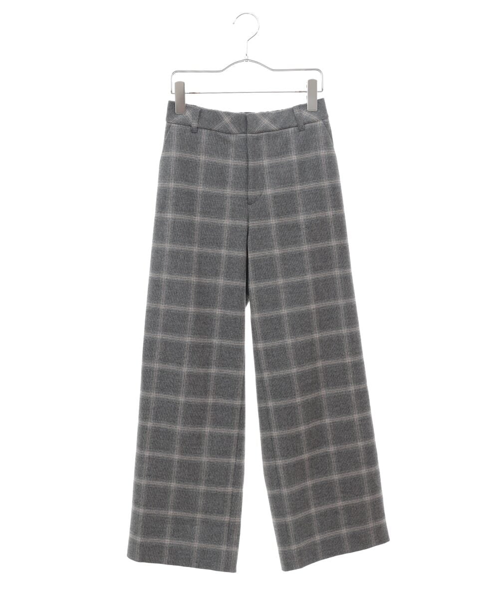 PHLAW51290 GEORGES RECH(小さいサイズ)(メゾン ドゥ サンク)  [日本製]両面起毛チェックワイドストレートラメパンツ ライトグレー