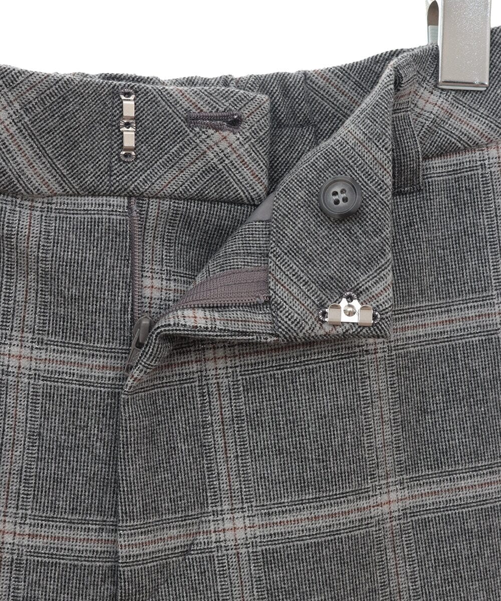 PHLAW51290 GEORGES RECH(小さいサイズ)(メゾン ドゥ サンク)  [日本製]両面起毛チェックワイドストレートラメパンツ ライトグレー