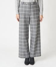 PHLAW51290 GEORGES RECH(小さいサイズ)(メゾン ドゥ サンク)  [日本製]両面起毛チェックワイドストレートラメパンツ ライトグレー