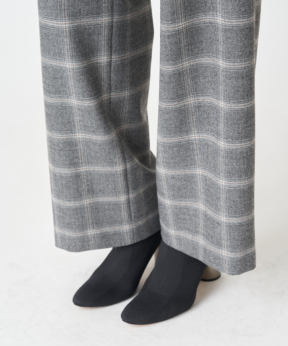 PHLAW51290 GEORGES RECH(小さいサイズ)(メゾン ドゥ サンク)  [日本製]両面起毛チェックワイドストレートラメパンツ ライトグレー