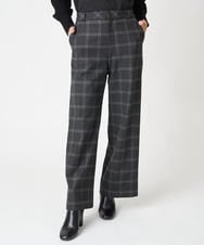 PHLAW51290 GEORGES RECH(小さいサイズ)(メゾン ドゥ サンク)  [日本製]両面起毛チェックワイドストレートラメパンツ ダークグレー
