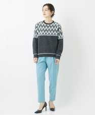 PHLCA19190 GEORGES RECH(小さいサイズ)(メゾン ドゥ サンク)  [日本製]裏起毛センタープレスストレッチテーパードパンツ ライトグレー