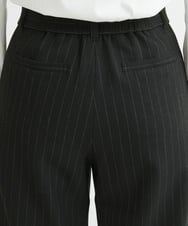 PHLCV12250 GEORGES RECH(小さいサイズ)(メゾン ドゥ サンク)  [日本製]両面起毛ストレッチワイドストレートパンツ ブラック(ストライプ柄)