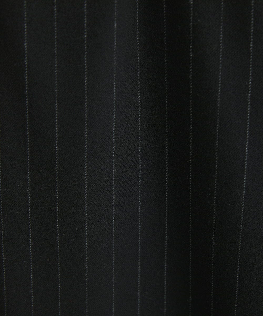 PHLCV12250 GEORGES RECH(小さいサイズ)(メゾン ドゥ サンク)  [日本製]両面起毛ストレッチワイドストレートパンツ ブラック(ストライプ柄)