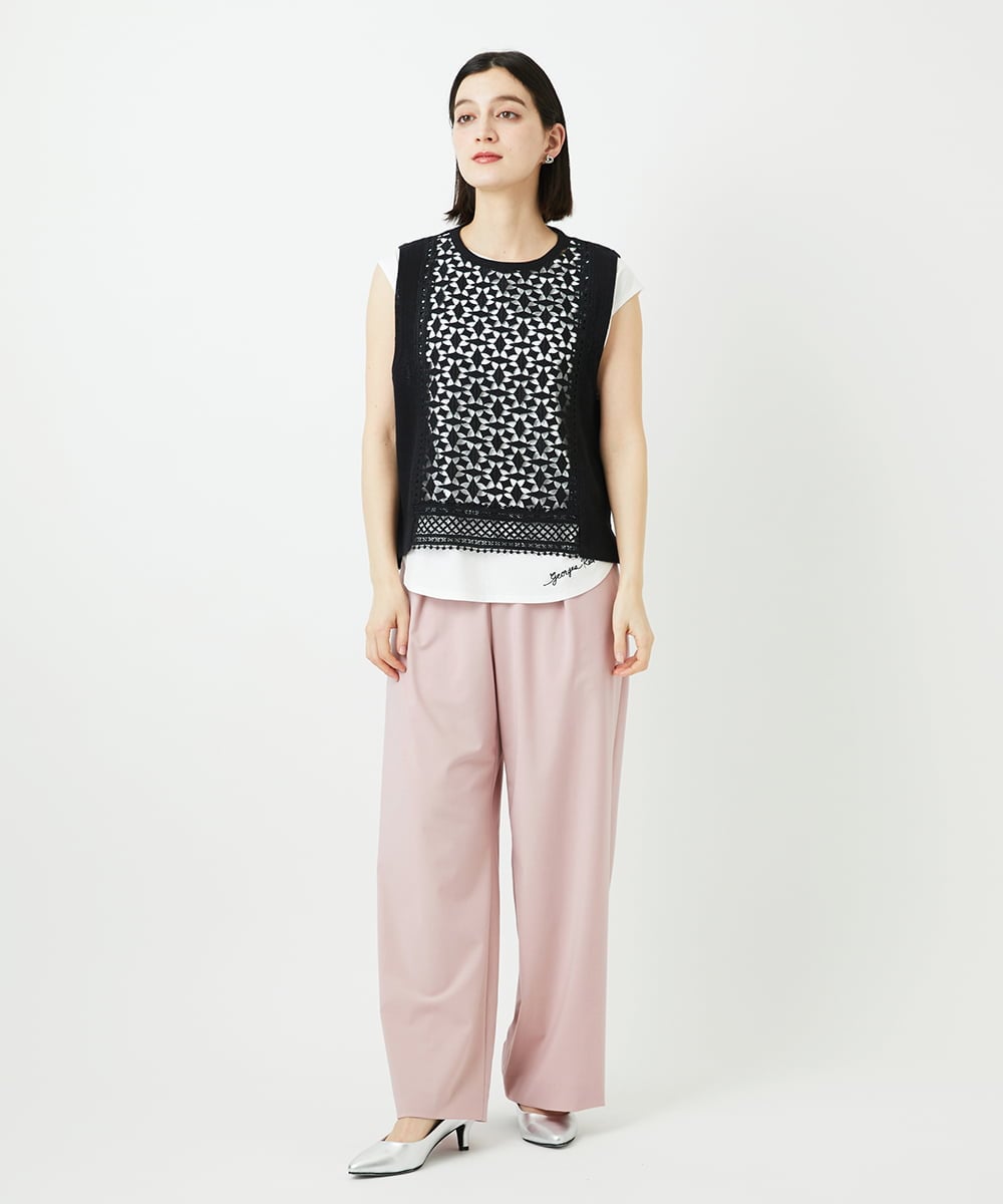 PHLEE25250 GEORGES RECH(小さいサイズ)(メゾン ドゥ サンク)  [日本製]ドロストタックワイドパンツ グレー