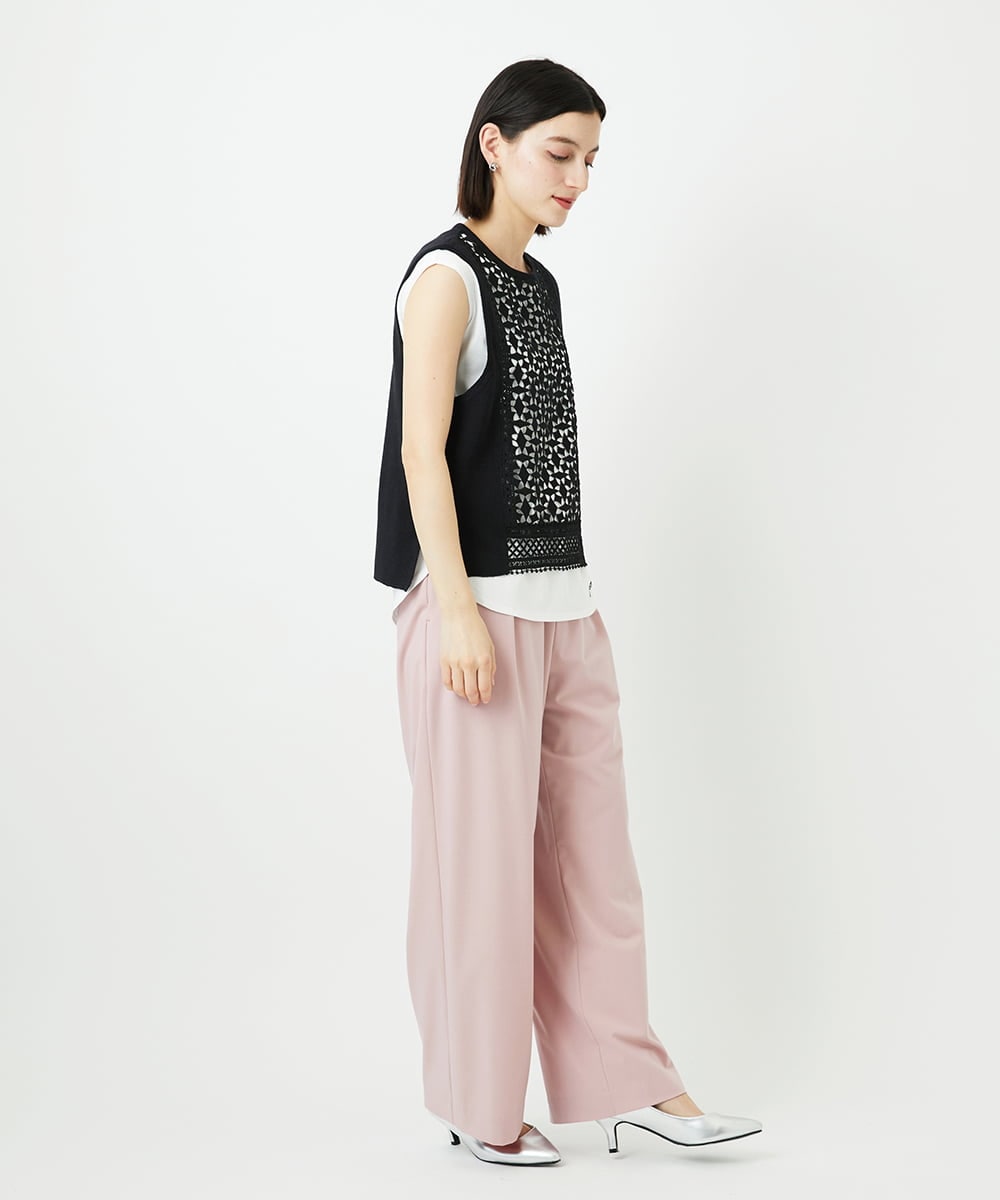 PHLEE25250 GEORGES RECH(小さいサイズ)(メゾン ドゥ サンク)  [日本製]ドロストタックワイドパンツ グレー