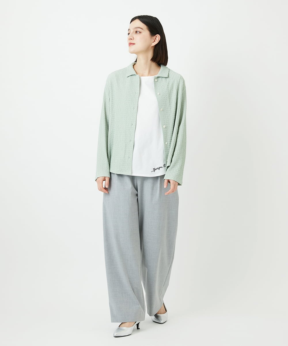 PHLEE25250 GEORGES RECH(小さいサイズ)(メゾン ドゥ サンク)  [日本製]ドロストタックワイドパンツ グレー