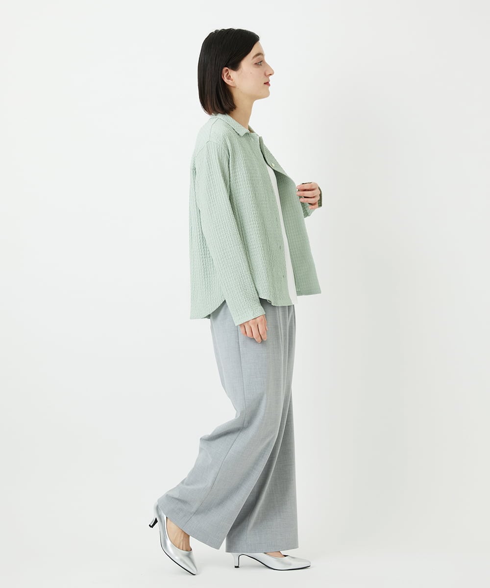 PHLEE25250 GEORGES RECH(小さいサイズ)(メゾン ドゥ サンク)  [日本製]ドロストタックワイドパンツ グレー