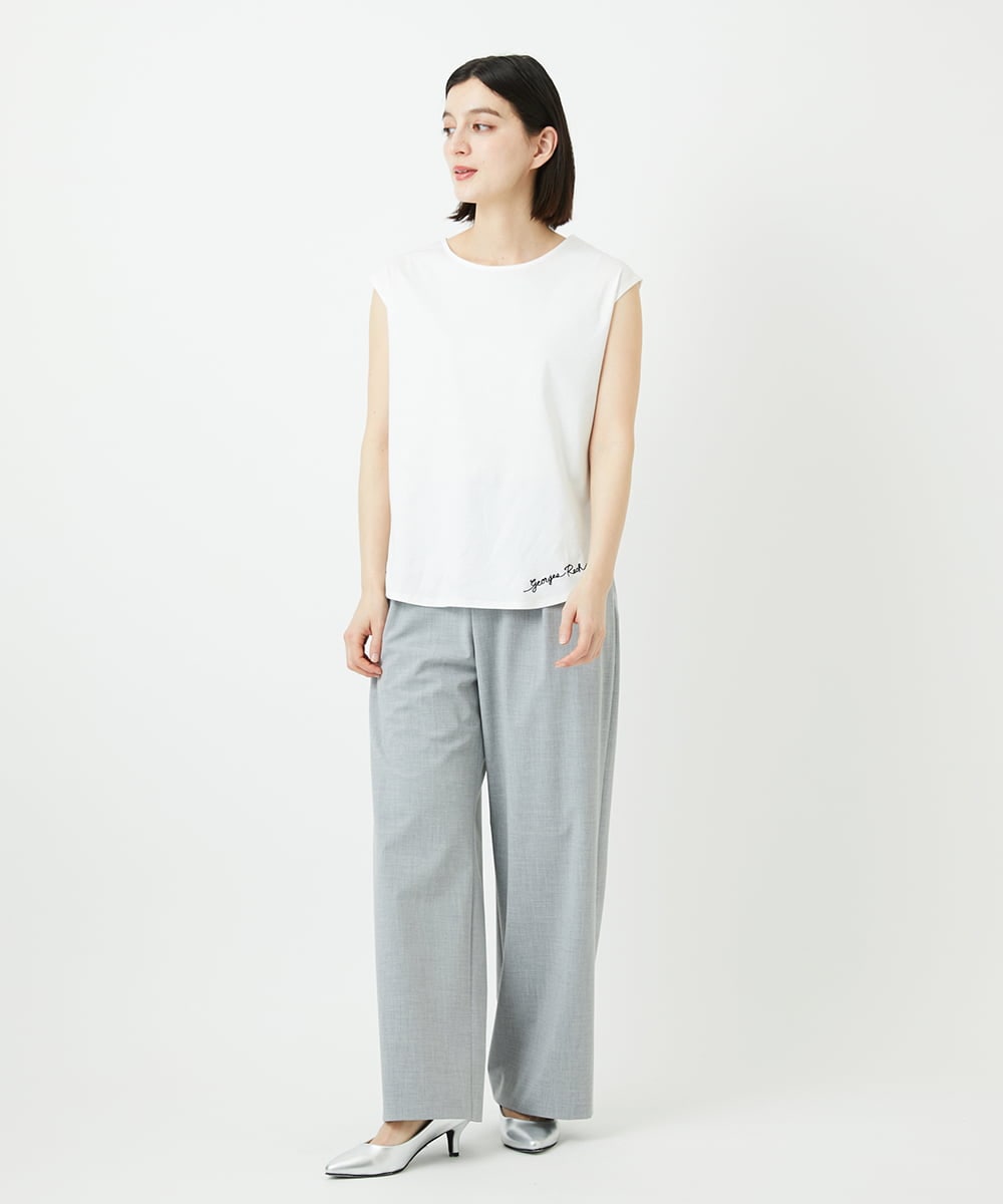 PHLEE25250 GEORGES RECH(小さいサイズ)(メゾン ドゥ サンク)  [日本製]ドロストタックワイドパンツ グレー