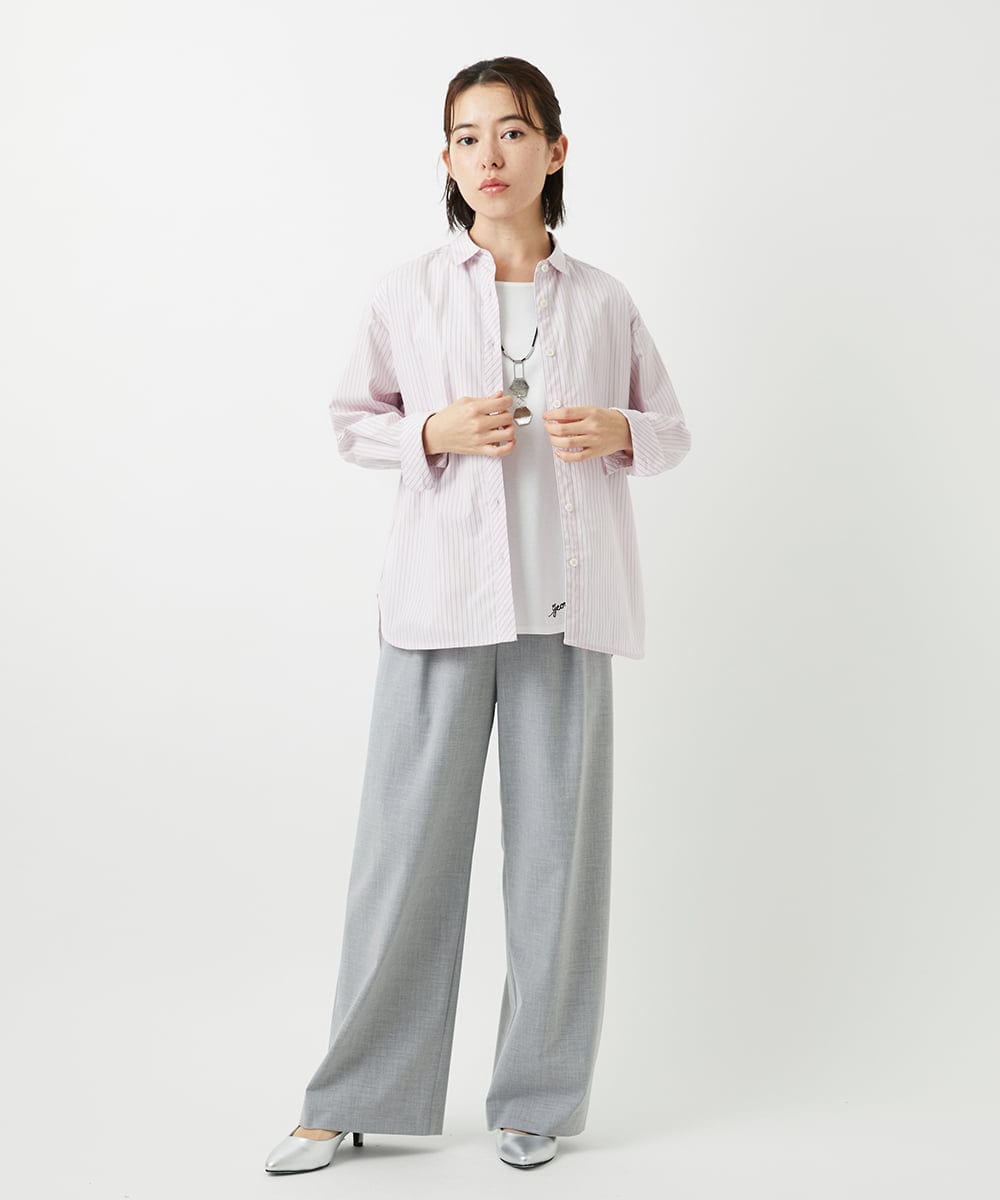 PHLEE25250 GEORGES RECH(小さいサイズ)(メゾン ドゥ サンク)  [日本製]ドロストタックワイドパンツ グレー