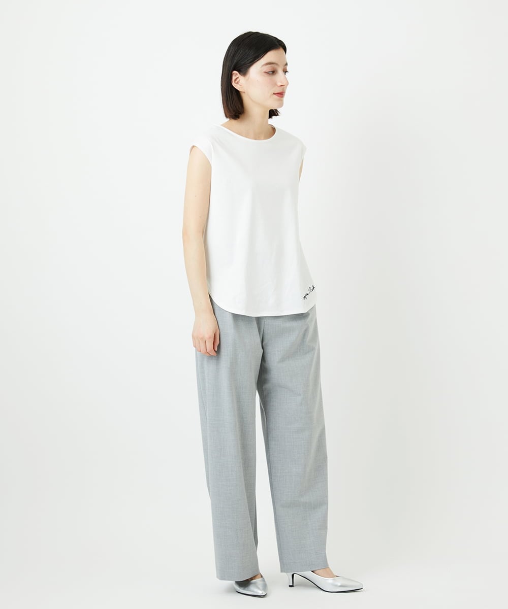 PHLEE25250 GEORGES RECH(小さいサイズ)(メゾン ドゥ サンク)  [日本製]ドロストタックワイドパンツ グレー