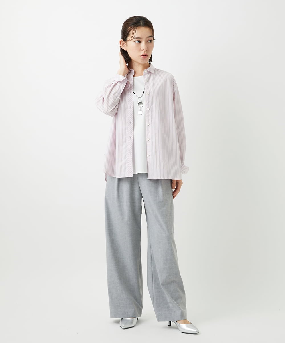 PHLEE25250 GEORGES RECH(小さいサイズ)(メゾン ドゥ サンク)  [日本製]ドロストタックワイドパンツ グレー