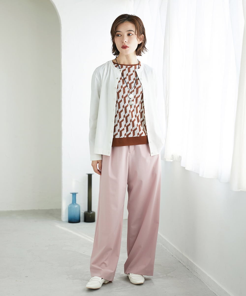 PHLEE25250 GEORGES RECH(小さいサイズ)(メゾン ドゥ サンク)  [日本製]ドロストタックワイドパンツ グレー