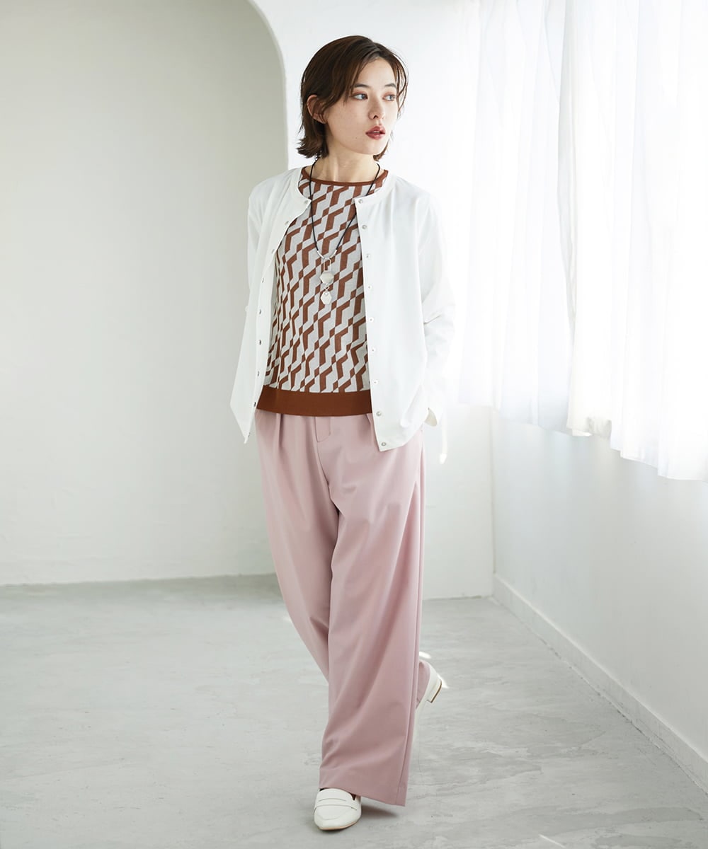 PHLEE25250 GEORGES RECH(小さいサイズ)(メゾン ドゥ サンク)  [日本製]ドロストタックワイドパンツ グレー