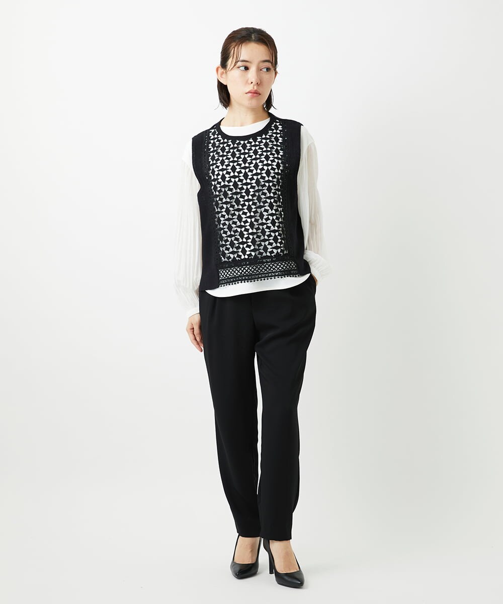 PHLEE29190 GEORGES RECH(小さいサイズ)(メゾン ドゥ サンク)  [日本製]リラックスサテンテーパードパンツ ベージュ