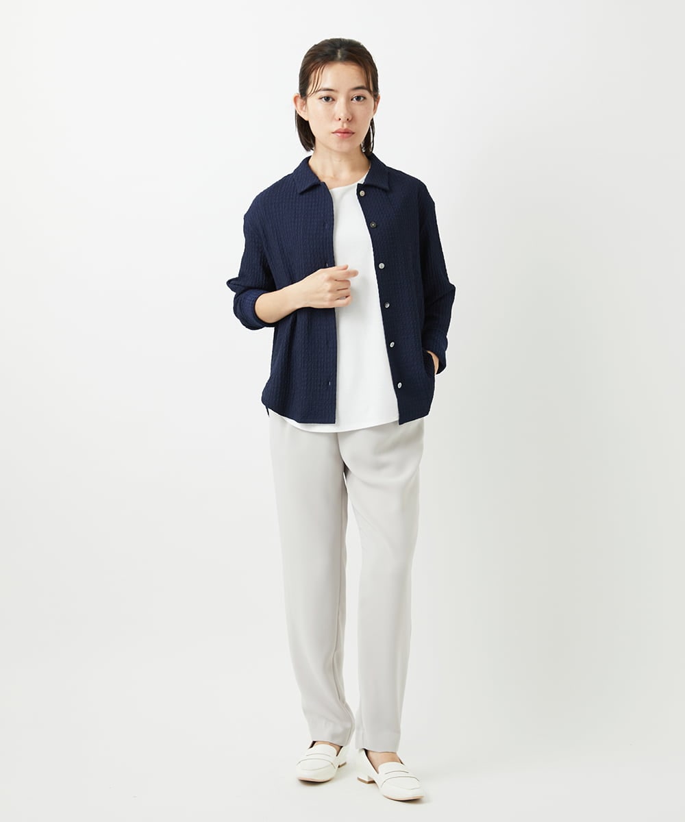 PHLEE29190 GEORGES RECH(小さいサイズ)(メゾン ドゥ サンク)  [日本製]リラックスサテンテーパードパンツ ベージュ