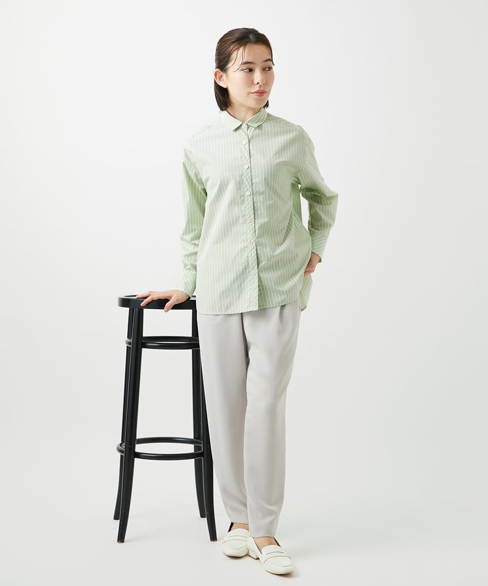 PHLEE29190 GEORGES RECH(小さいサイズ)(メゾン ドゥ サンク)  [日本製]リラックスサテンテーパードパンツ ベージュ