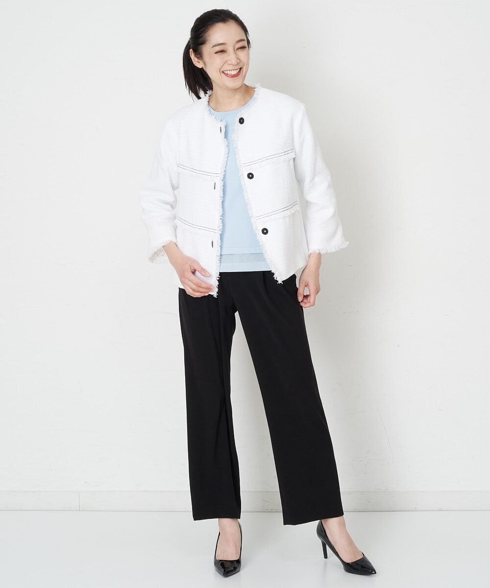 PHLET03260 GEORGES RECH(小さいサイズ)(メゾン ドゥ サンク) [セットアップ対応]パウダリーストレッチストレートパンツ ライトグレー