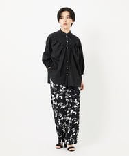 PHLGA43290 GEORGES RECH(小さいサイズ)(メゾン ドゥ サンク) [日本製]ブラッシュパターンワイドストレートパンツ ブラック
