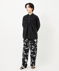PHLGA43290 GEORGES RECH(小さいサイズ)(メゾン ドゥ サンク) [日本製]ブラッシュパターンワイドストレートパンツ ブラック