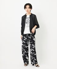 PHLGA43290 GEORGES RECH(小さいサイズ)(メゾン ドゥ サンク) [日本製]ブラッシュパターンワイドストレートパンツ ブラック