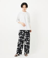PHLGA43290 GEORGES RECH(小さいサイズ)(メゾン ドゥ サンク) [日本製]ブラッシュパターンワイドストレートパンツ ブラック
