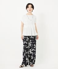 PHLGA43290 GEORGES RECH(小さいサイズ)(メゾン ドゥ サンク) [日本製]ブラッシュパターンワイドストレートパンツ ブラック