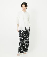 PHLGA43290 GEORGES RECH(小さいサイズ)(メゾン ドゥ サンク) [日本製]ブラッシュパターンワイドストレートパンツ ブラック