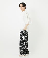 PHLGA43290 GEORGES RECH(小さいサイズ)(メゾン ドゥ サンク) [日本製]ブラッシュパターンワイドストレートパンツ ブラック