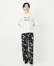 PHLGA43290 GEORGES RECH(小さいサイズ)(メゾン ドゥ サンク) [日本製]ブラッシュパターンワイドストレートパンツ ブラック