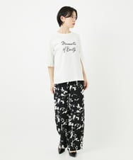 PHLGA43290 GEORGES RECH(小さいサイズ)(メゾン ドゥ サンク) [日本製]ブラッシュパターンワイドストレートパンツ ブラック