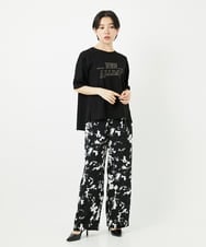 PHLGA43290 GEORGES RECH(小さいサイズ)(メゾン ドゥ サンク) [日本製]ブラッシュパターンワイドストレートパンツ ブラック