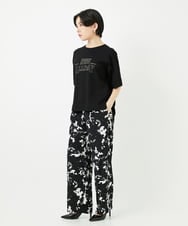 PHLGA43290 GEORGES RECH(小さいサイズ)(メゾン ドゥ サンク) [日本製]ブラッシュパターンワイドストレートパンツ ブラック