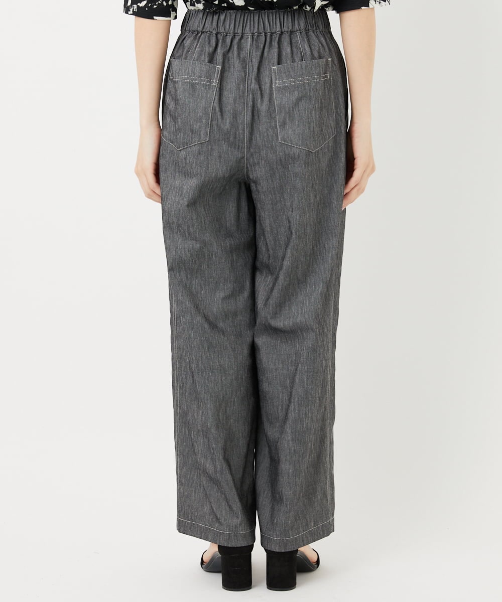 PHLGA49270 GEORGES RECH(小さいサイズ)(メゾン ドゥ サンク)  [日本製]デニムライクリネンワイドパンツ ブラック