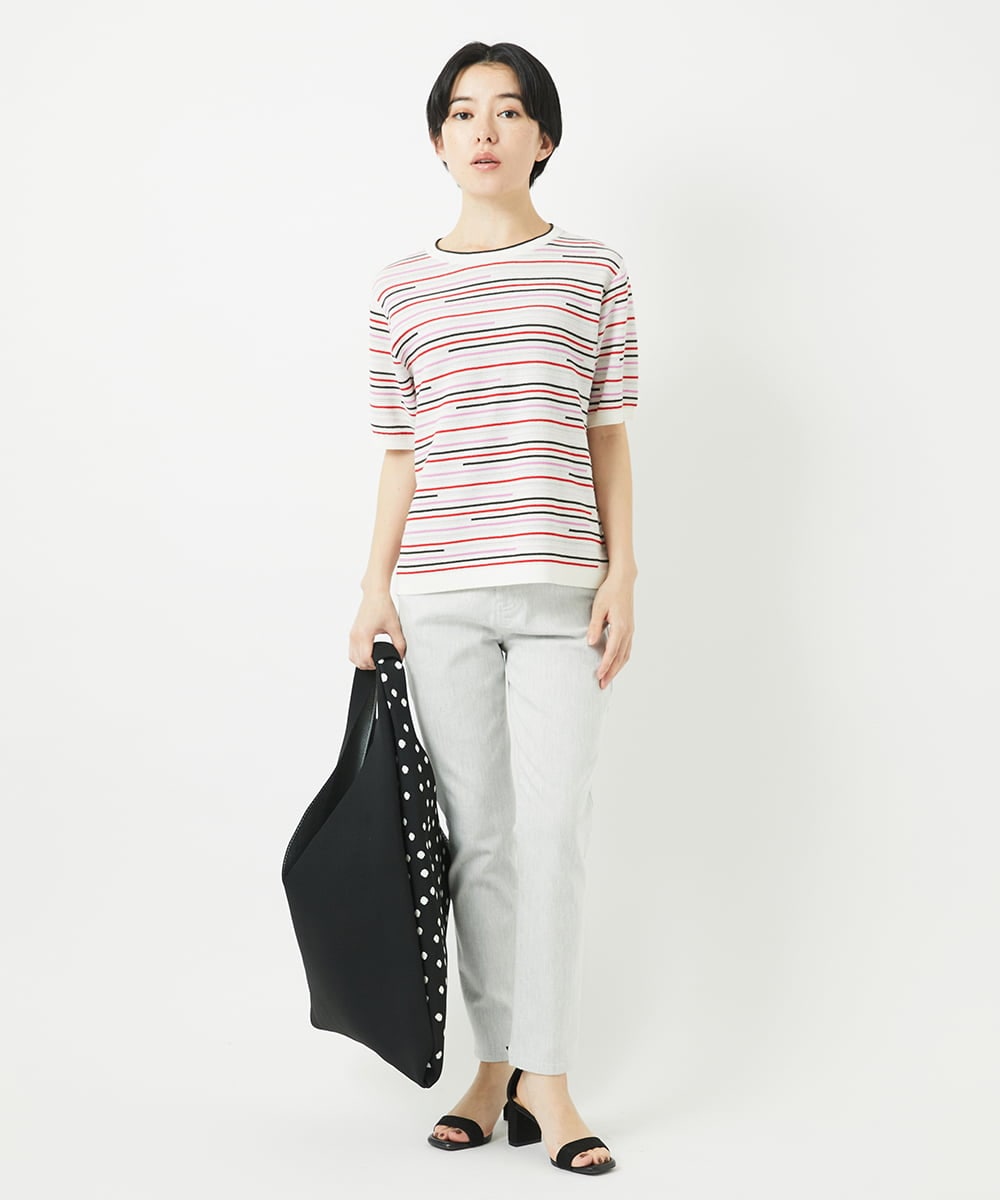 PHLGB50250 GEORGES RECH(小さいサイズ)(メゾン ドゥ サンク) ストレッチスリムホワイトデニムパンツ ライトグレー