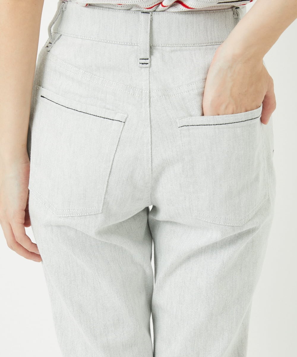 PHLGB50250 GEORGES RECH(小さいサイズ)(メゾン ドゥ サンク) ストレッチスリムホワイトデニムパンツ ライトグレー
