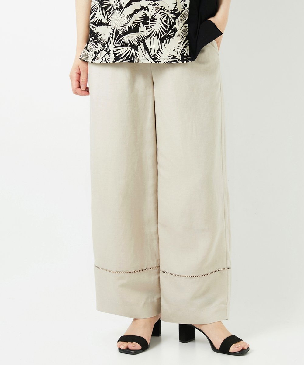 PHLGD31290 GEORGES RECH(小さいサイズ)(メゾン ドゥ サンク)  [セットアップ対応]フレンチリネンハシゴレースワイドパンツ ベージュ
